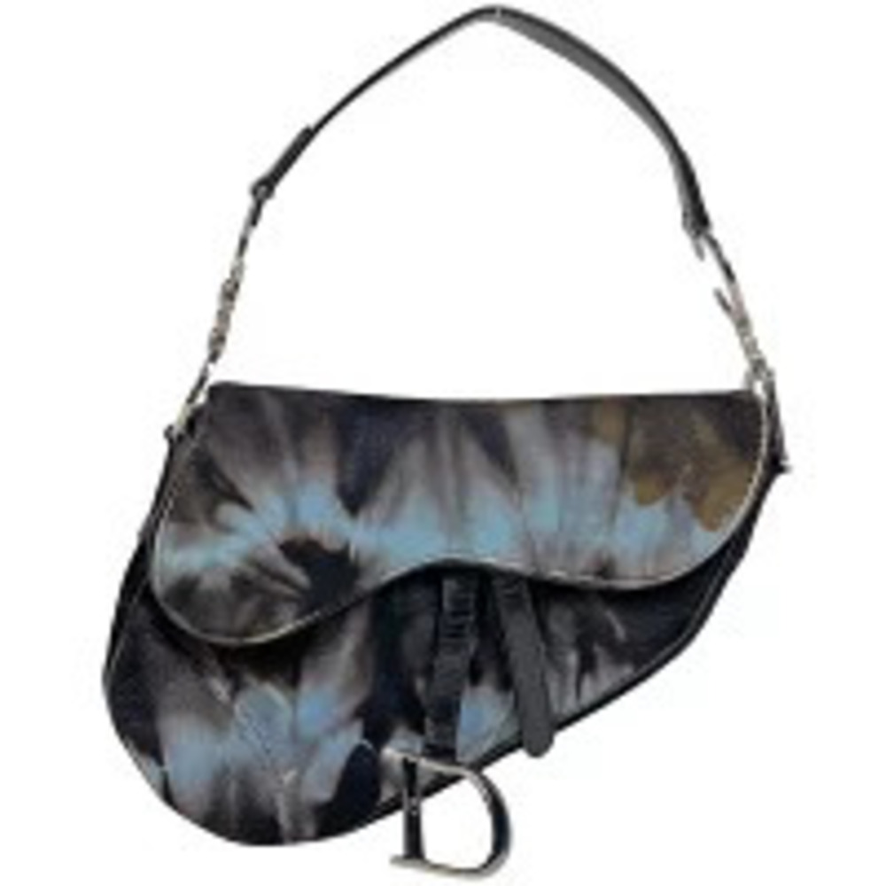 Christian Dior Saddle Bag Handbag Hobo Calfskin Black
